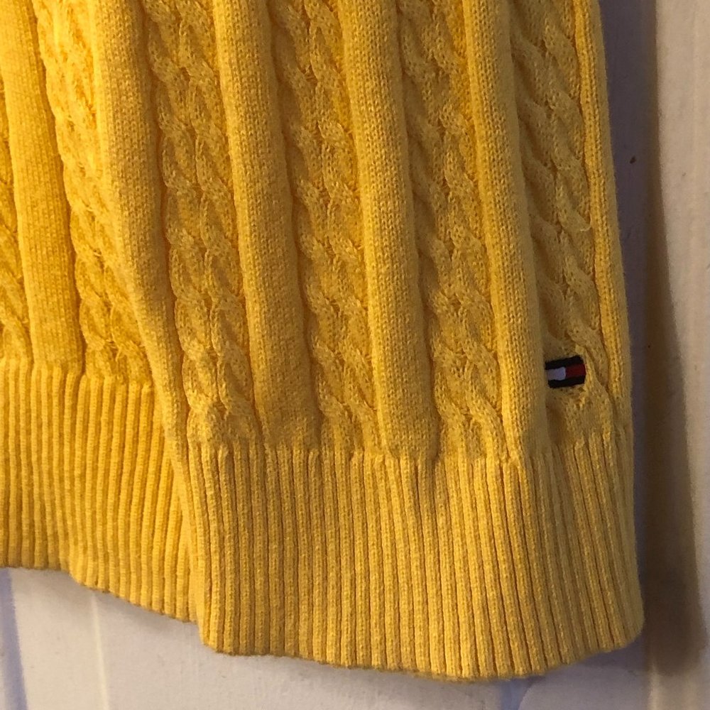 Tommy Hilfiger Sz 3X Women's Sweater Long Sleeve V-Neck Yellow Cable Cotton - Picture 5 of 8